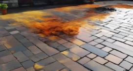 Удаление масленых пятен с тротуарной плитки